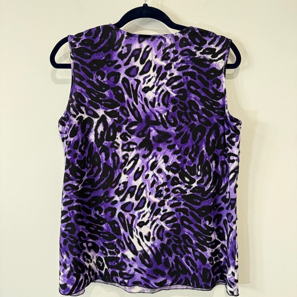 Animal Print Faux Layered Sleeveless Shirt Size 14P/L Peter Nygard TanJay - Picture 9 of 17